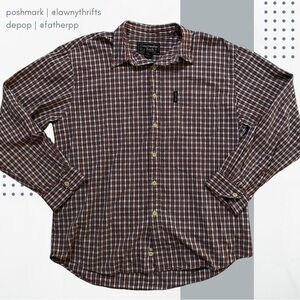 Abercrombie & Fitch Mens Large Red Plaid Long Sleeve Single Pocket Cotton